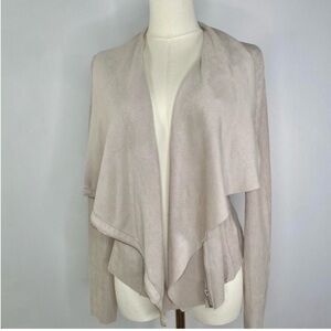Blank NYC Faux Suede Moto Drape Jacket | NWT | Size S Light Tan/Gray
